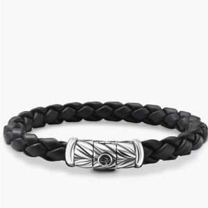 David Yurman Mens Navy Chevron Rubber bracelet w/Sterling Silver clasp 8.5 MM